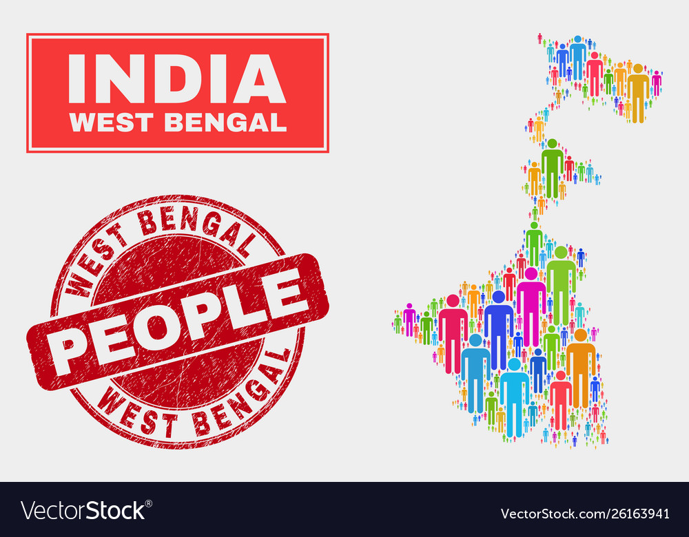 West bengal state map population people Royalty Free Vector