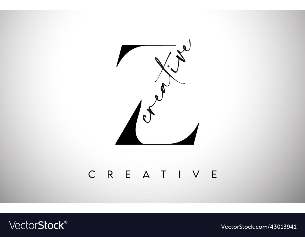 Z letter design with creative cut and serif font Vector Image