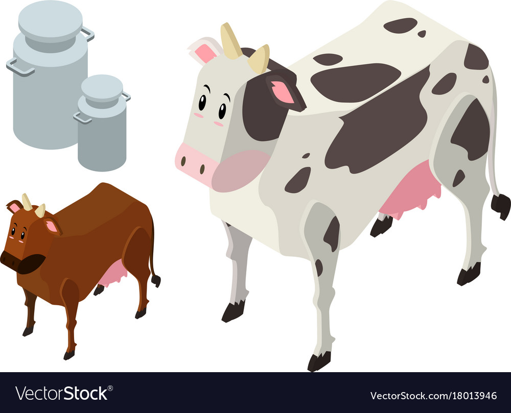 3d design for cows and milk tanks Royalty Free Vector Image