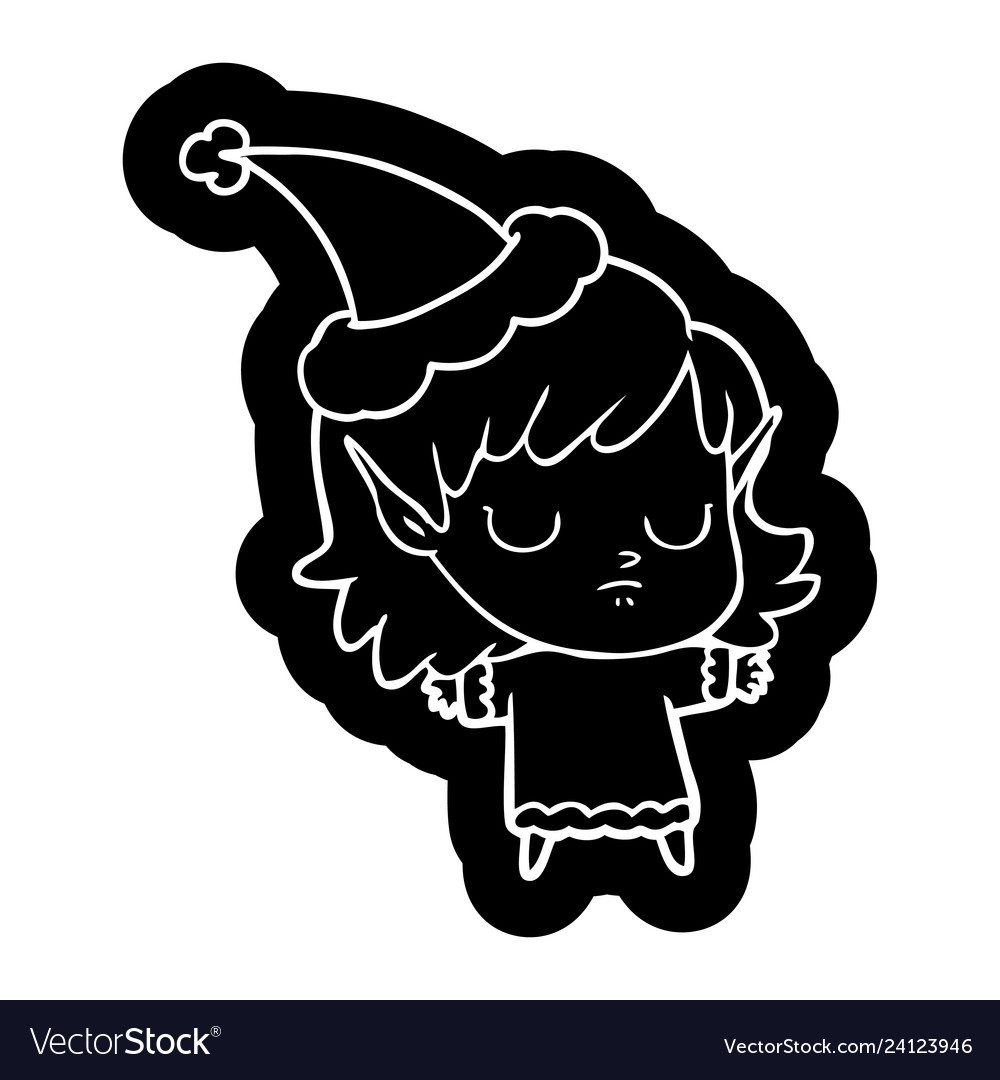 Cartoon icon of a elf girl wearing santa hat Vector Image