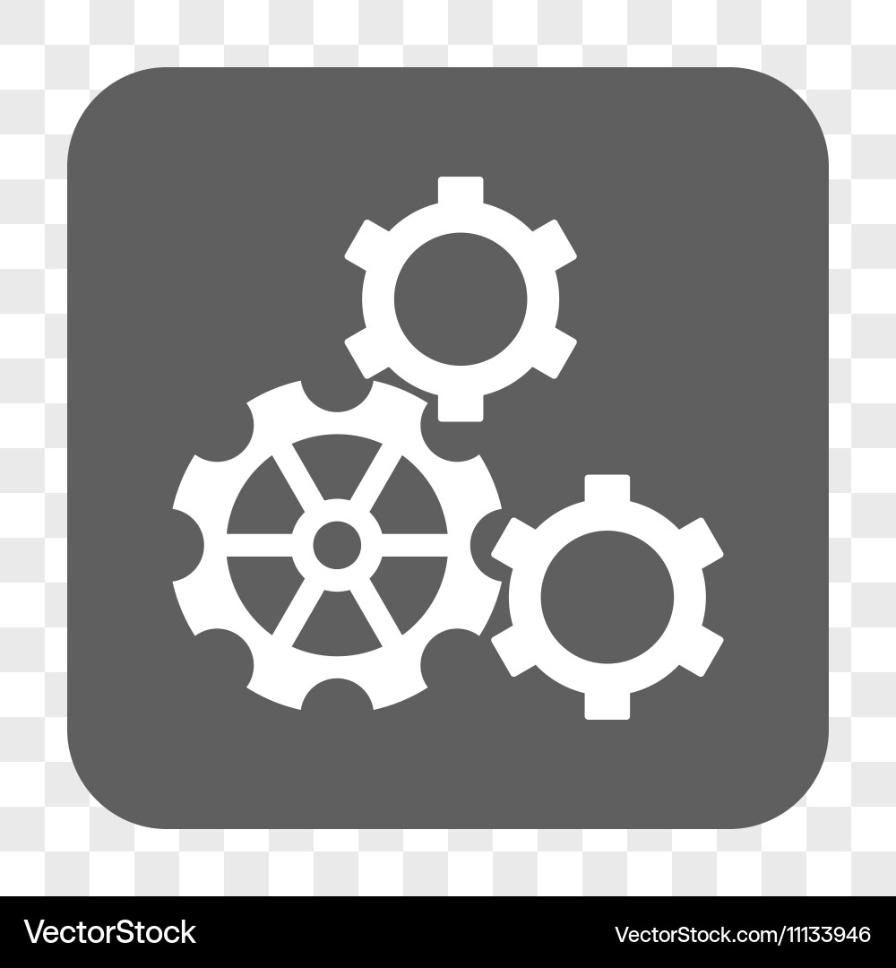 Gears rounded square button Royalty Free Vector Image