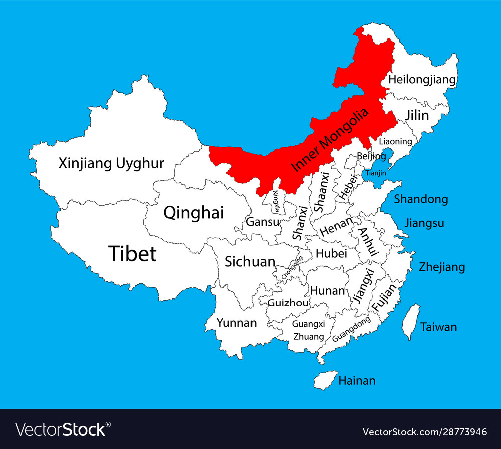 Mongolia And China Map Inner mongolia province map china map Royalty Free Vector