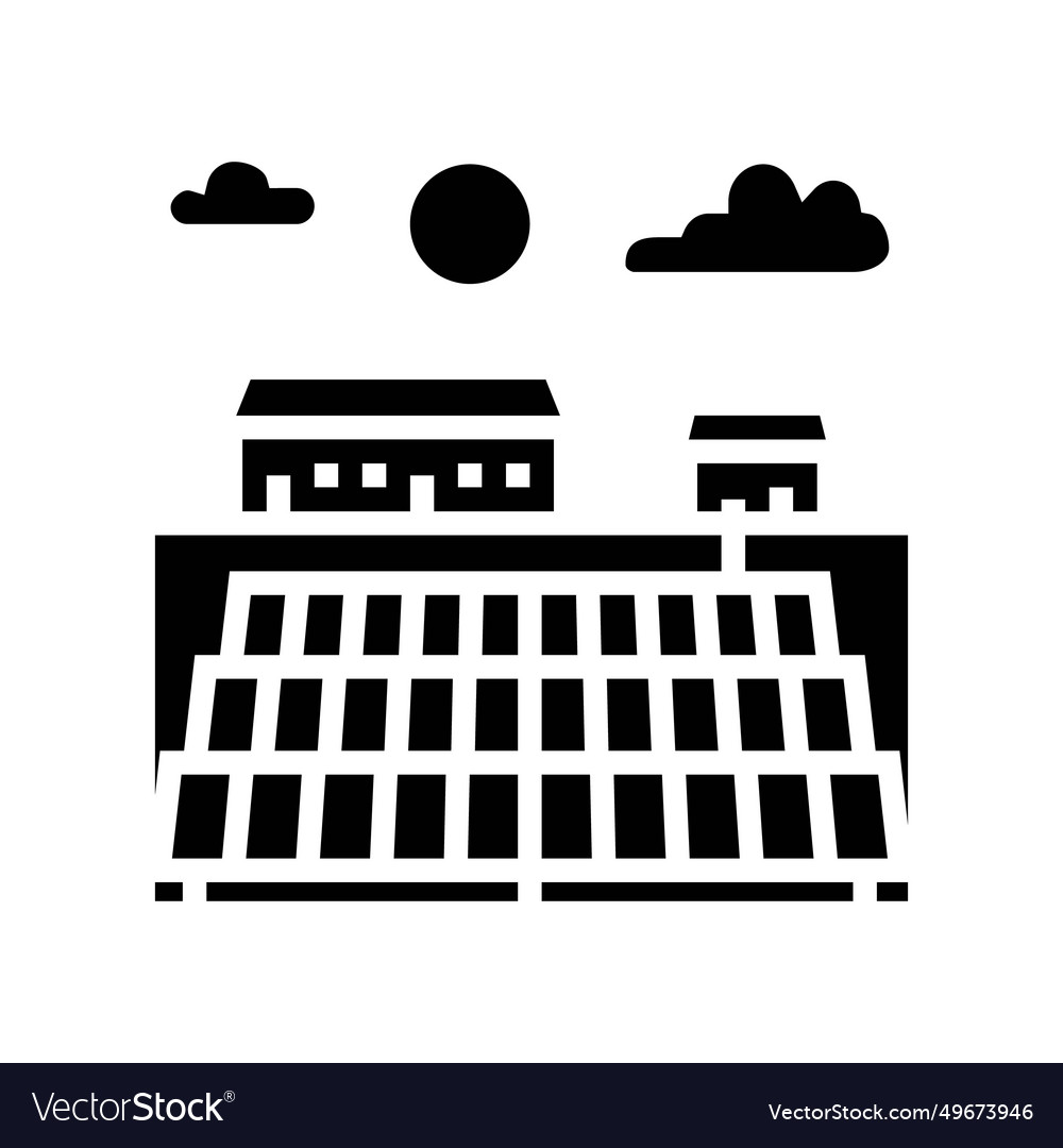 Power plant solar panel glyph icon