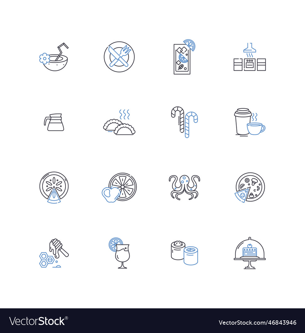 Refreshment hub line icons collection thirsty