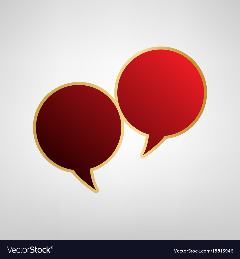 Two speech bubble sign red icon on gold