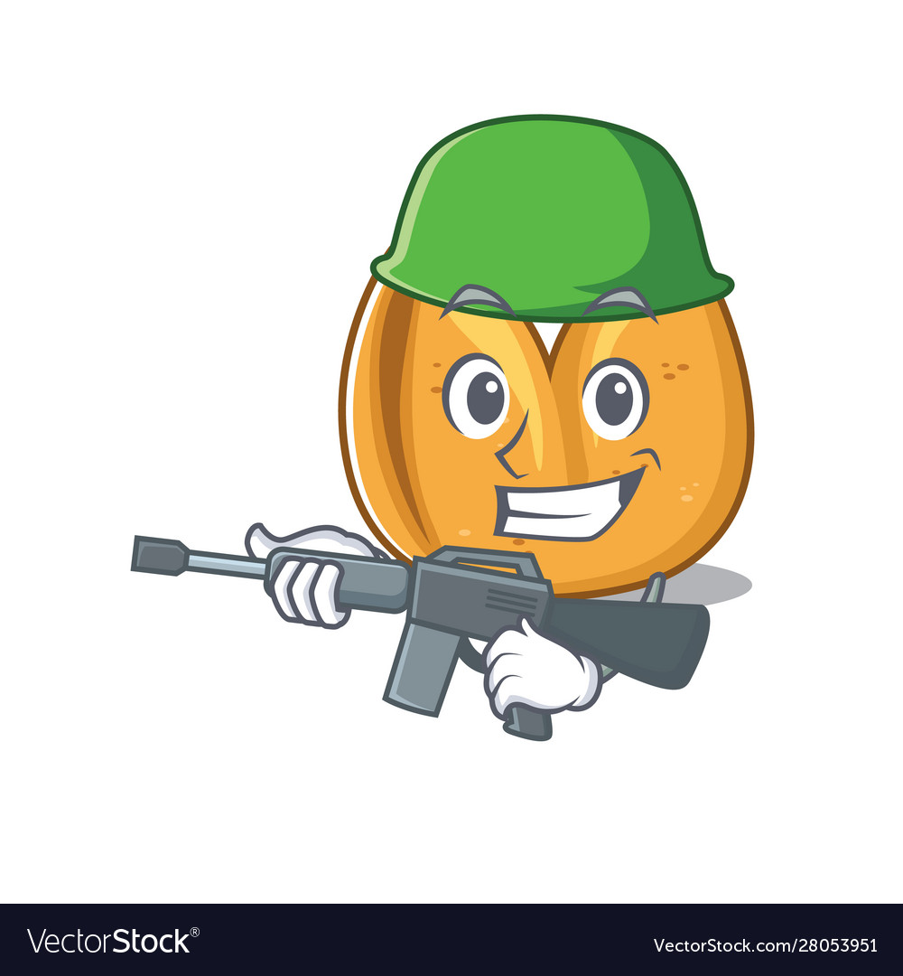 A cartoon fortune cookie army with machine gun Vector Image