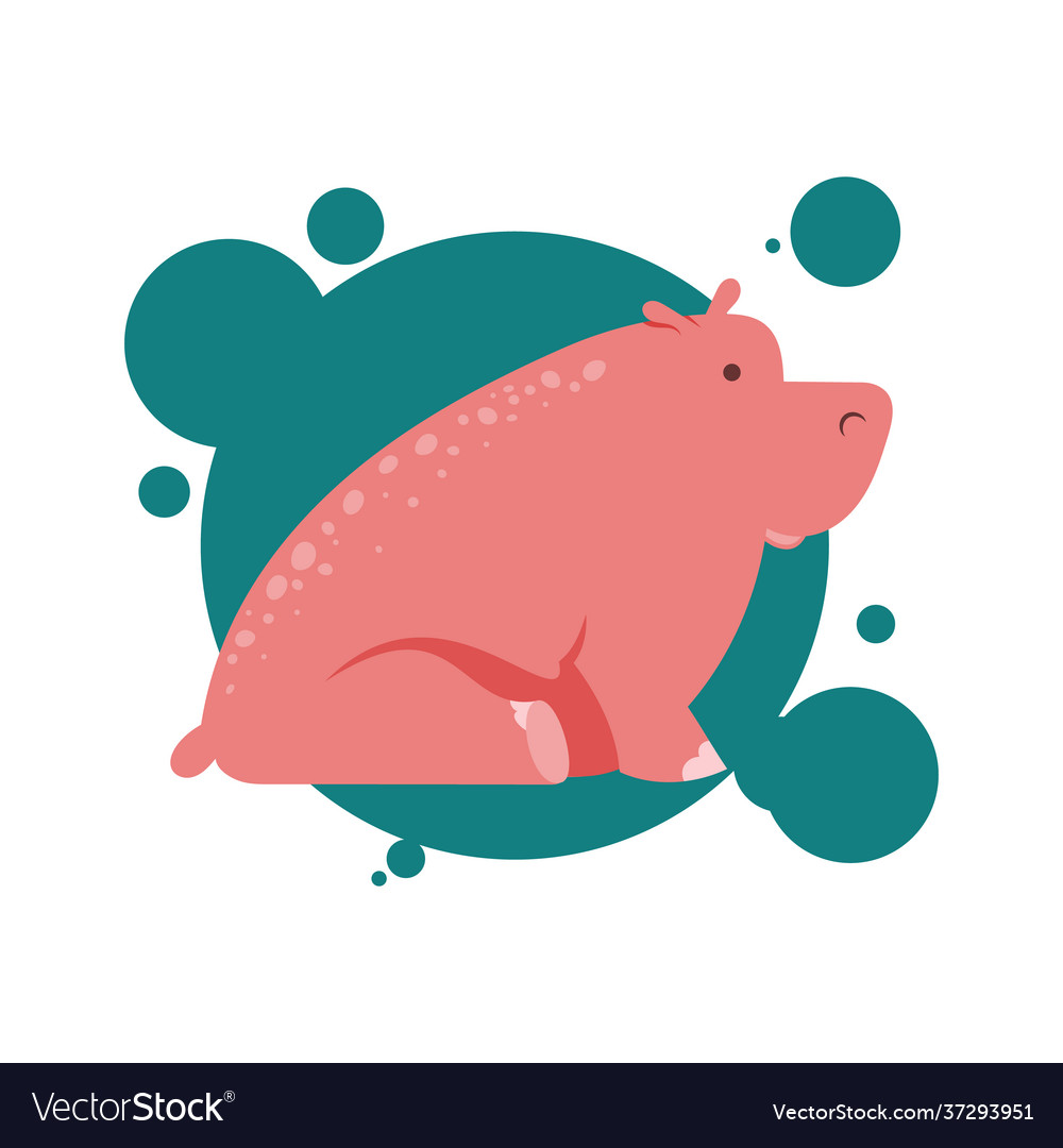 Cartoon pink hippo or hippopotamus