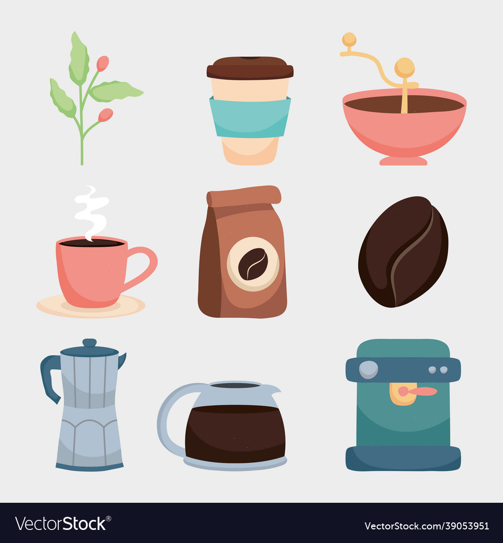 Coffee icon collection Royalty Free Vector Image