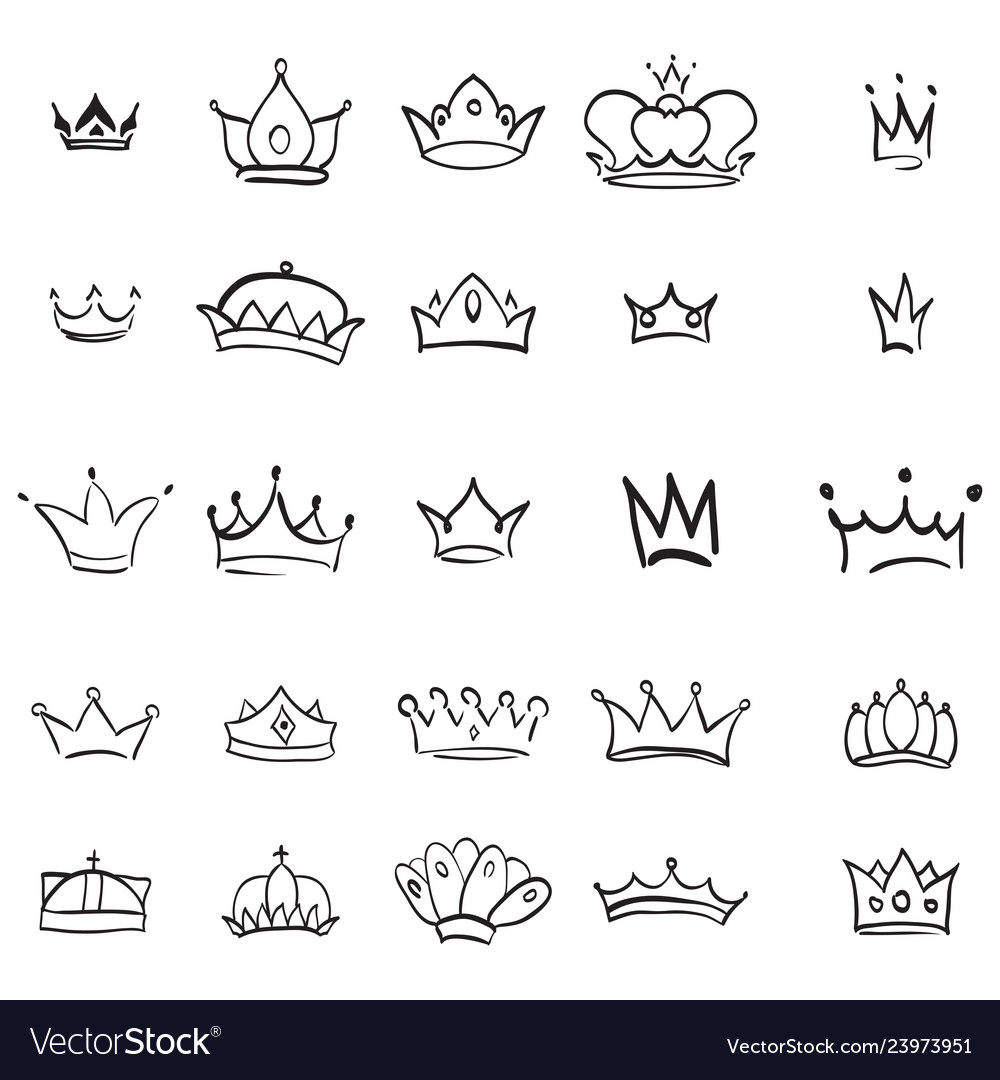 Crown logo hand drawn graffiti sketch and signs