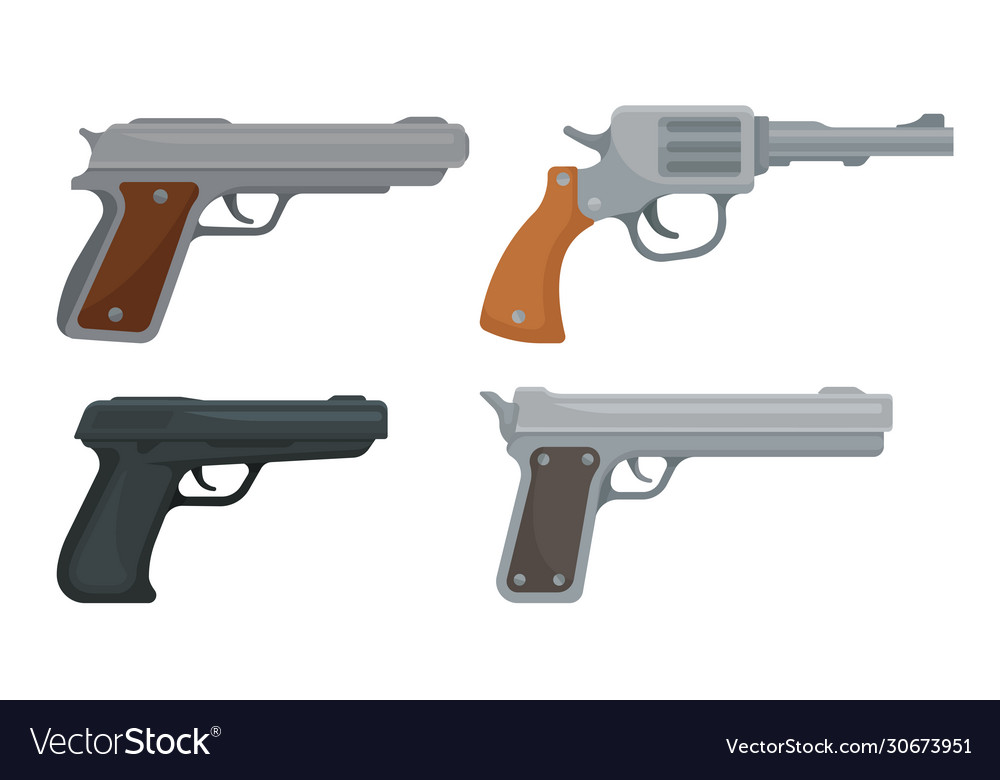 Handguns or pistol models with firing trigger Vector Image