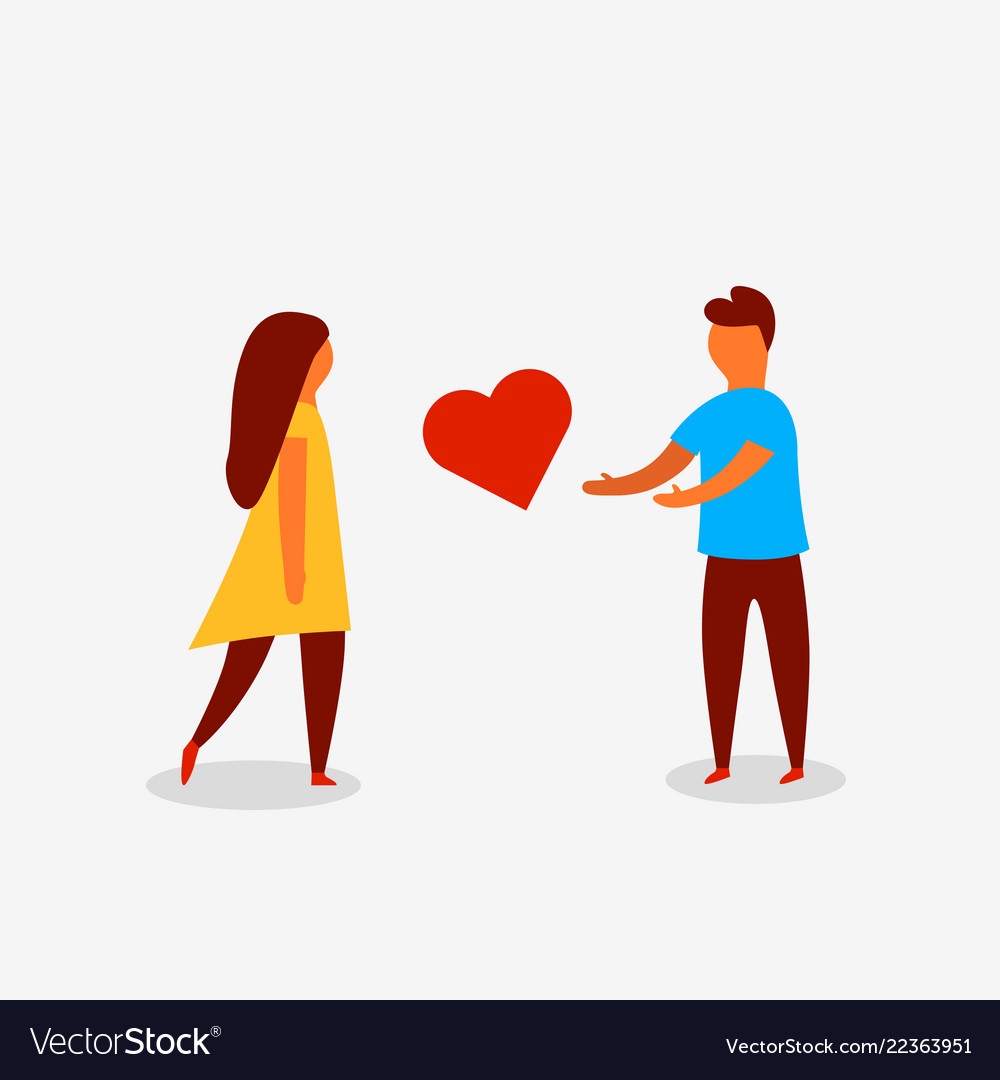 Man Proposing Heart To Woman Valenine Day Love Vector Image