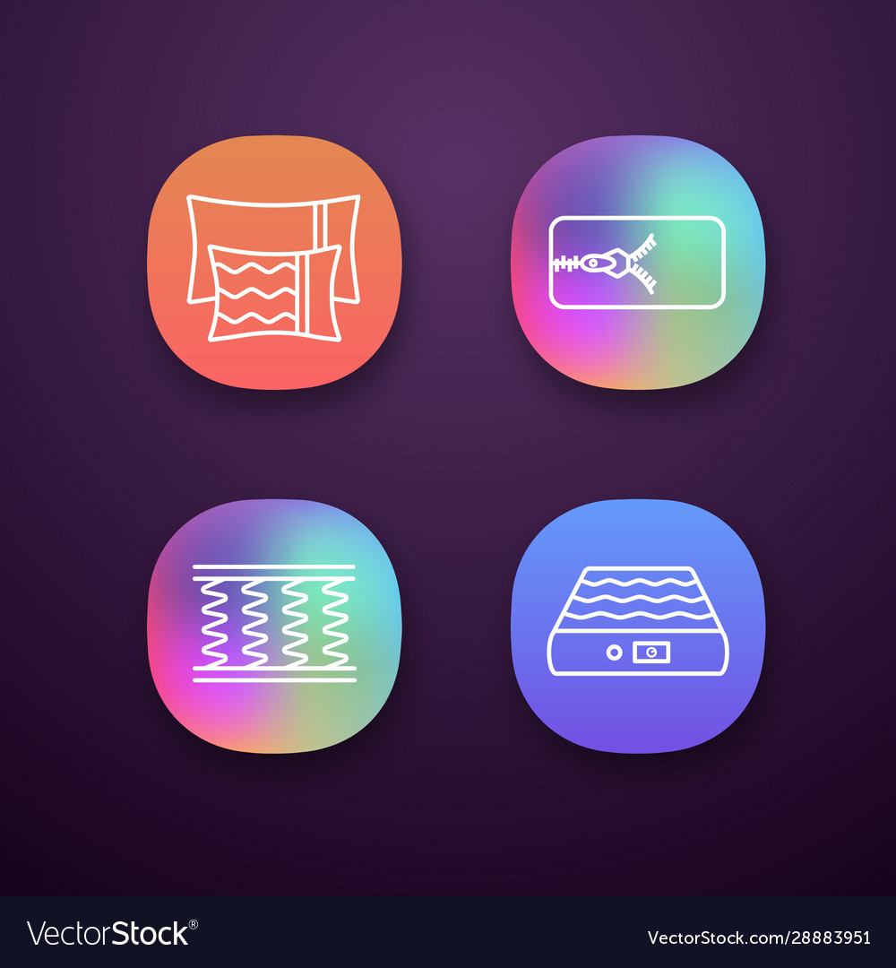 Orthopädische Matratze App-Symbole Set