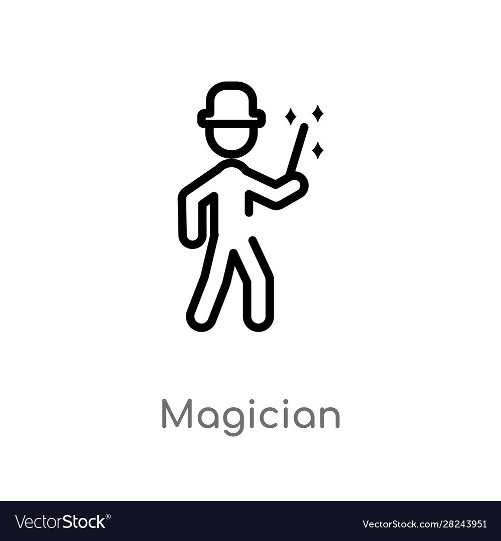 Outline magician icon isolated black simple line