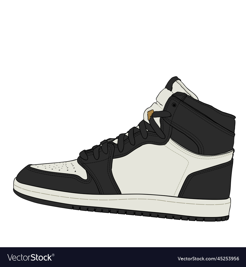 Black white basketball shoes sneakers for outfit Vector Image