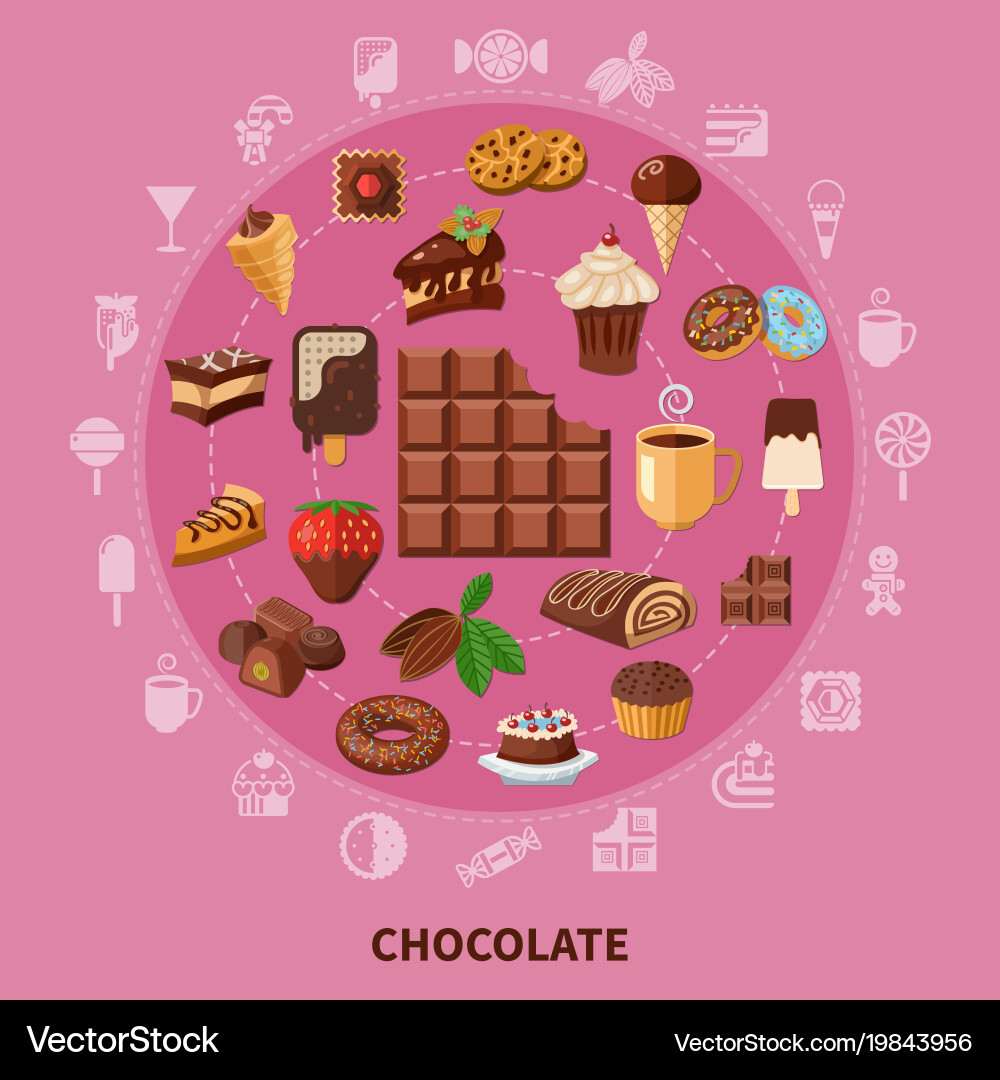 Chocolate round composition Royalty Free Vector Image