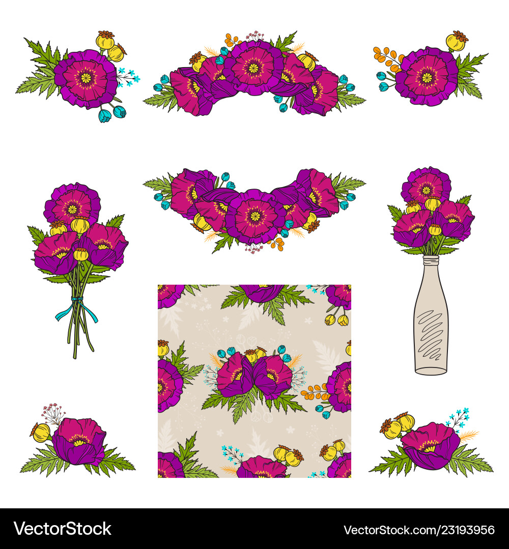 Collection floral elements Royalty Free Vector Image