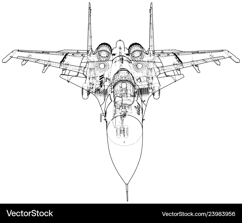Fighter jet wireframe concept created Royalty Free Vector
