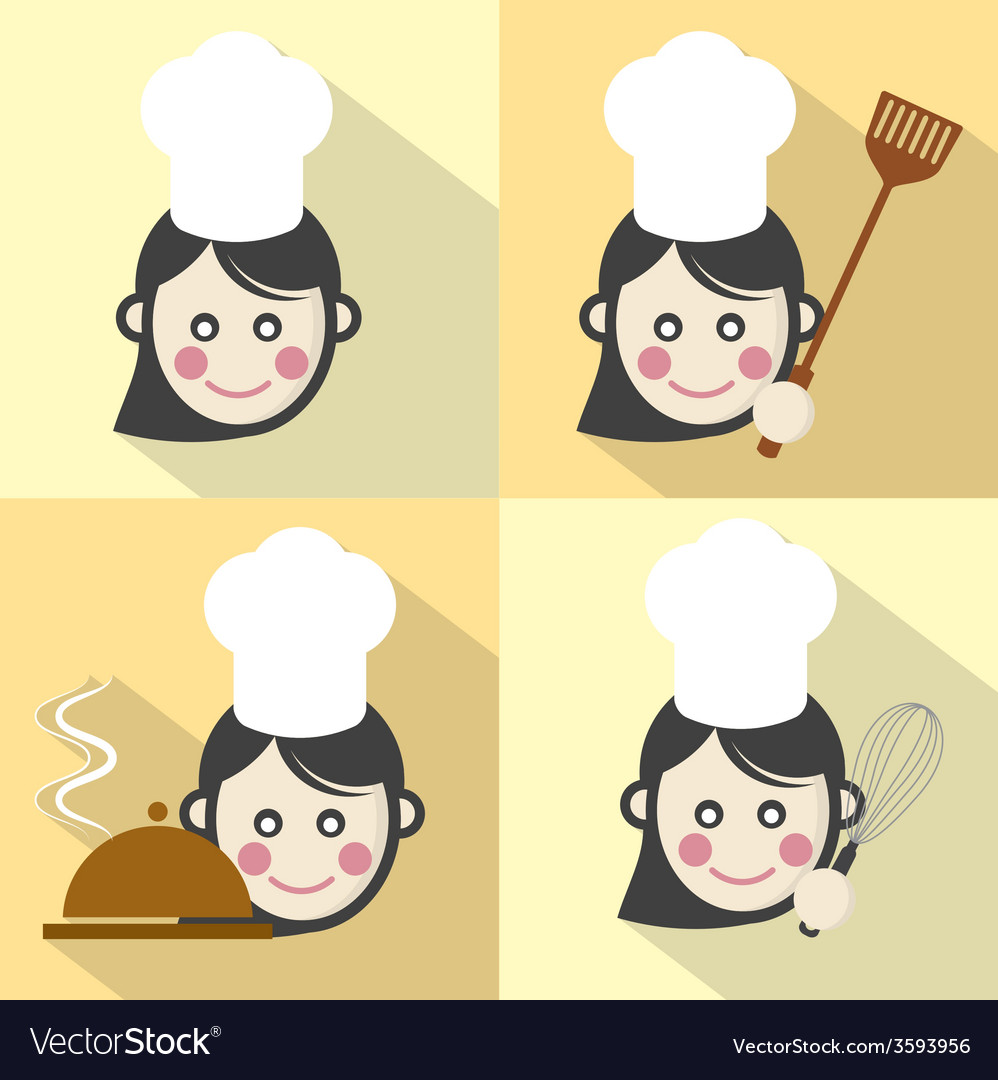 Flat design chef icon with long shadow effect