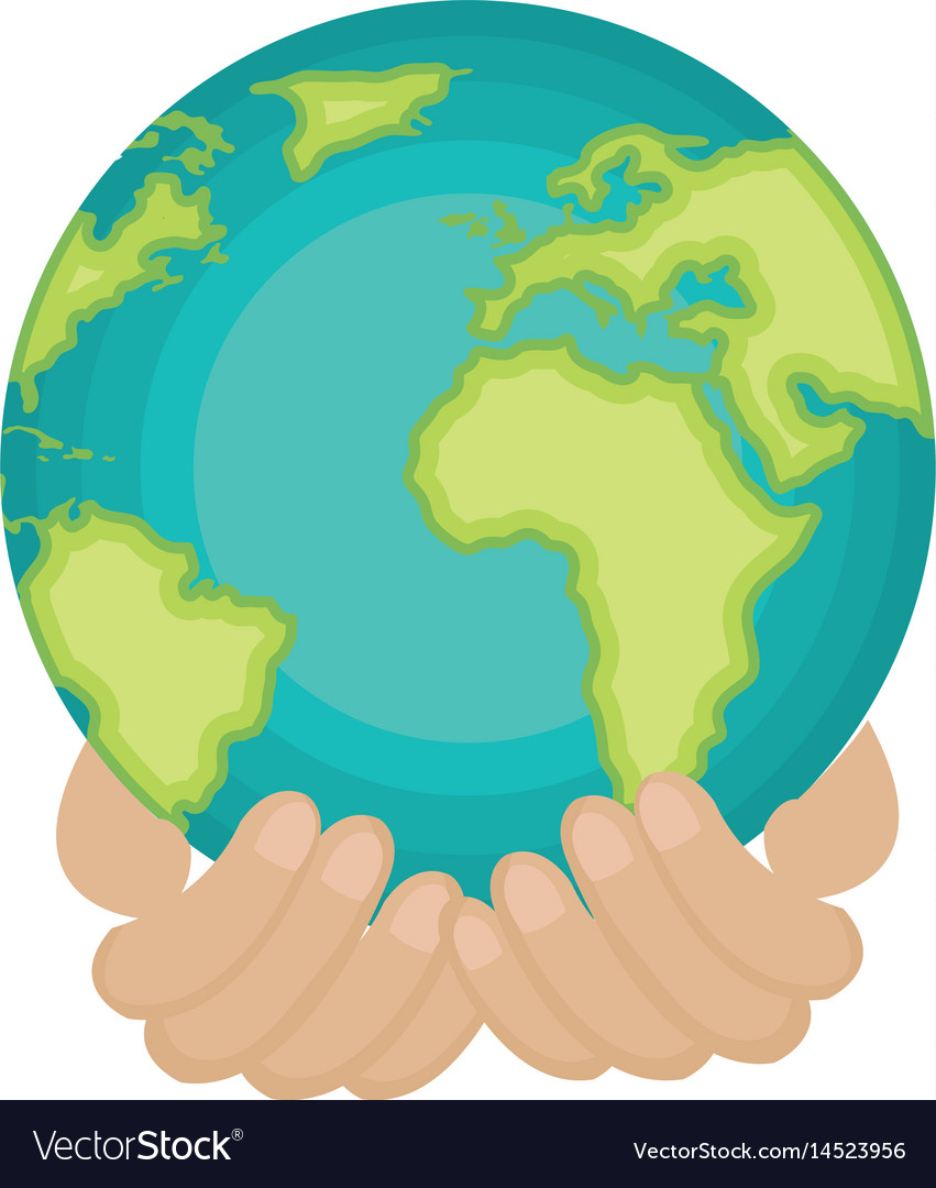 Hands Human With World Planet Earth Icon Vector Image