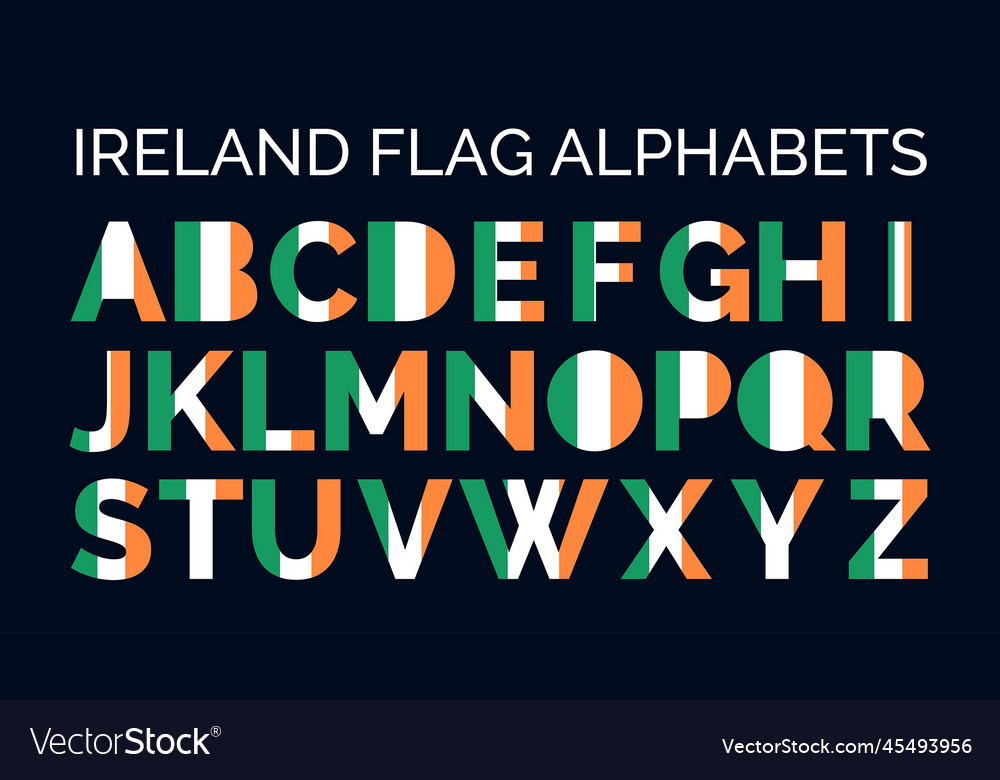 Ireland flag alphabetic letters abc logo Vector Image