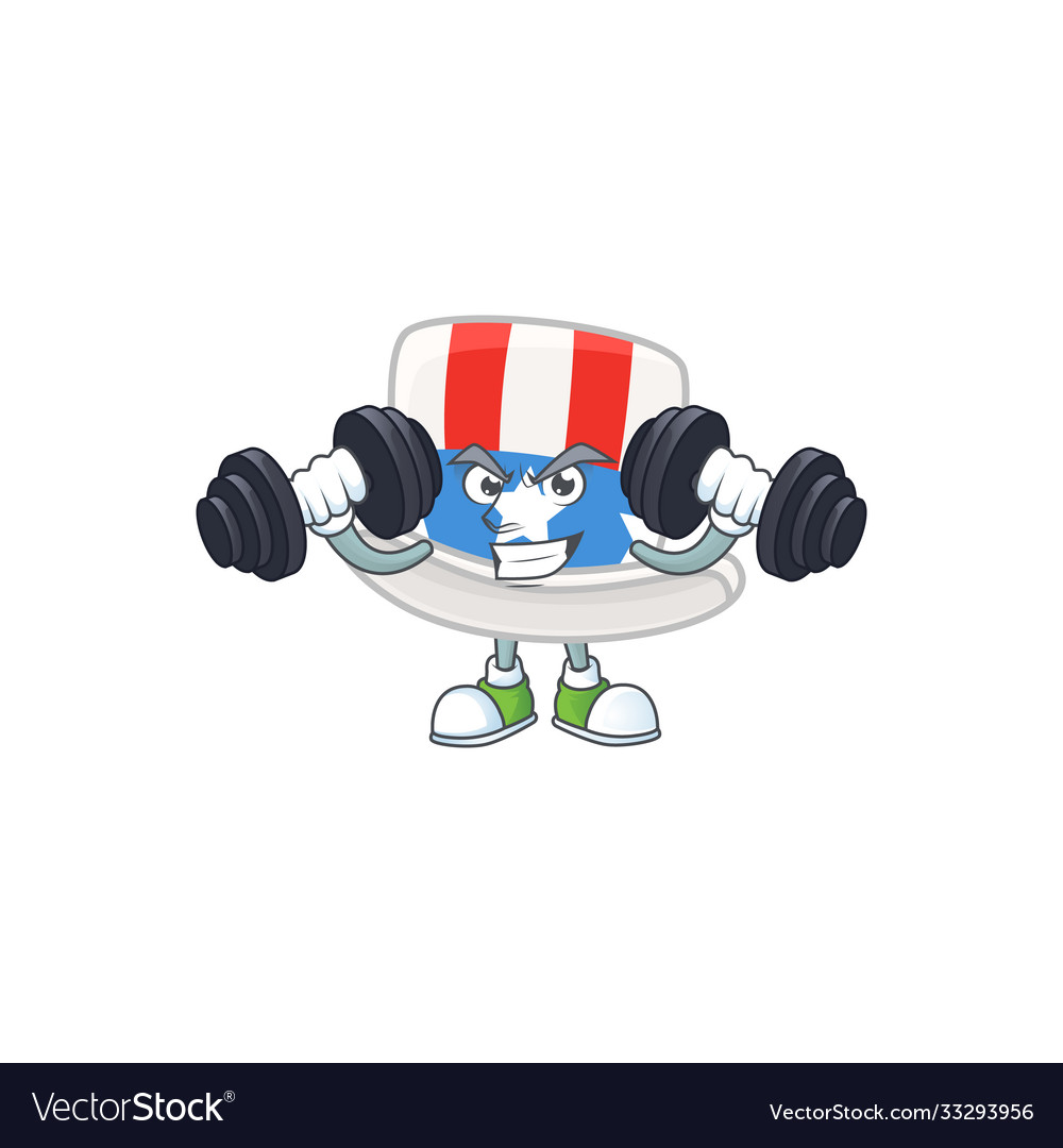 Uncle sam hat on fitness exercise trying barbells