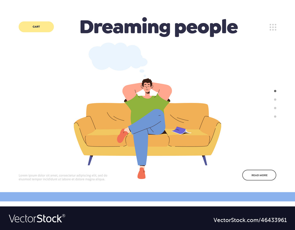 Dreaming people landing page design template Vector Image