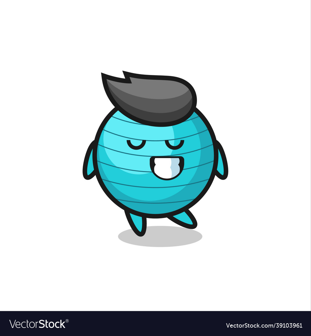 Exercise ball cartoon with a shy expression Vector Image