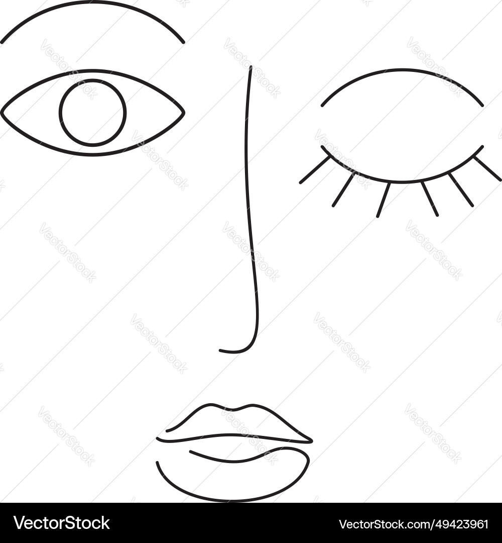 Modern line art face Royalty Free Vector Image