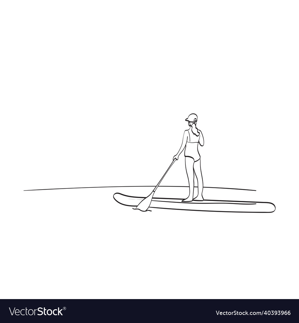 Rückansicht der Frau Stand up Paddle Board