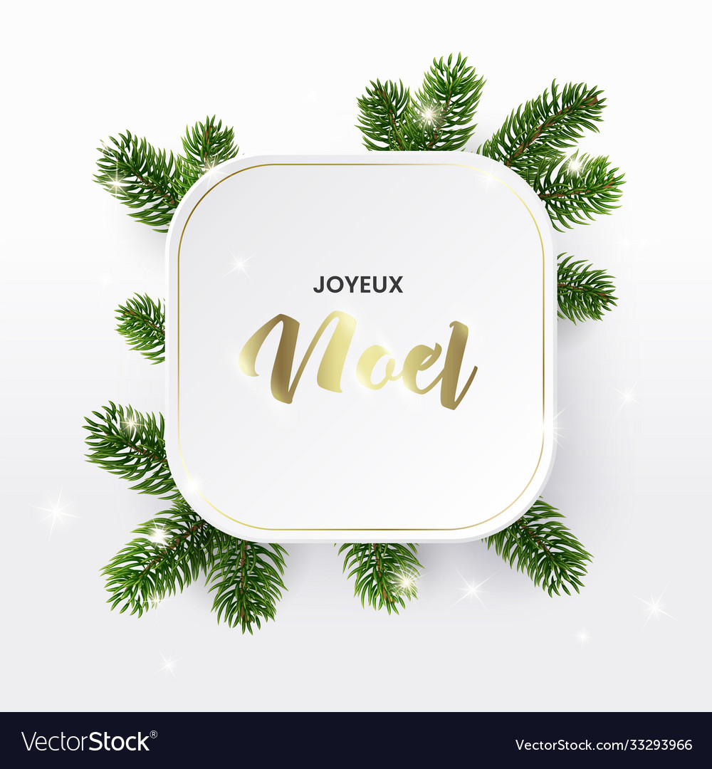 Christmas frame branches white card noel