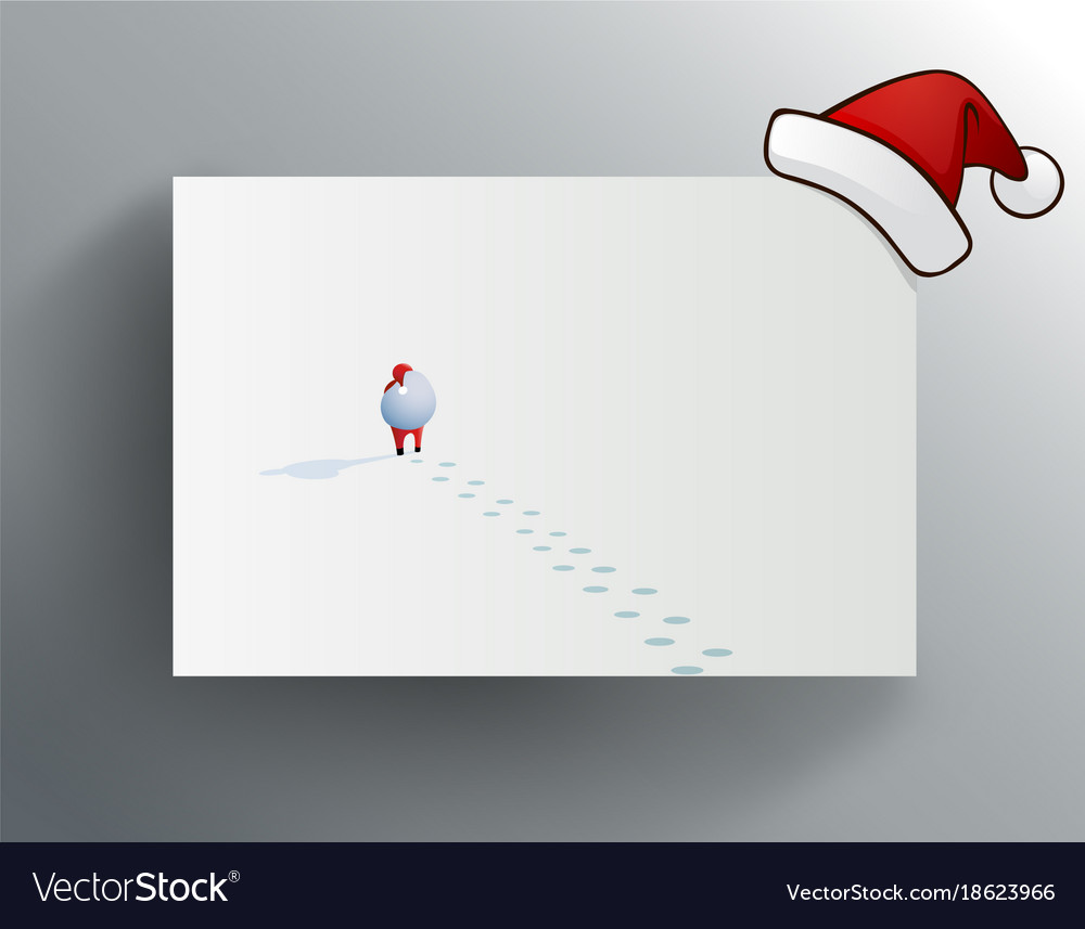 Christmas greeting card with walking santa claus