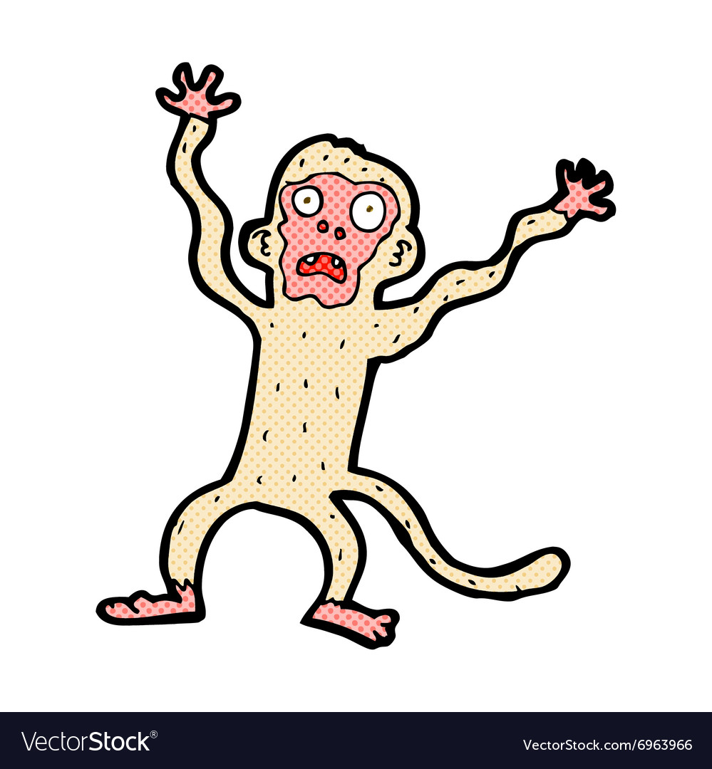 Comic cartoon frightened monkey