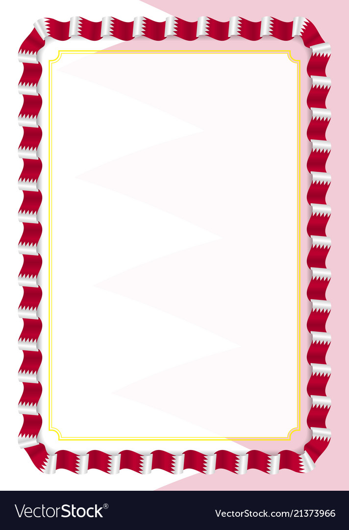 Frame and border ribbon with bahrain flag Vector Image