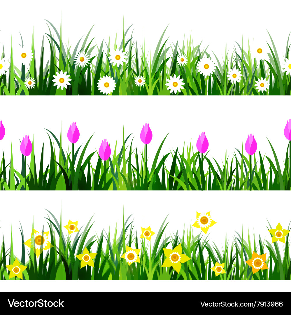 Green grass seamless set Royalty Free Vector Image