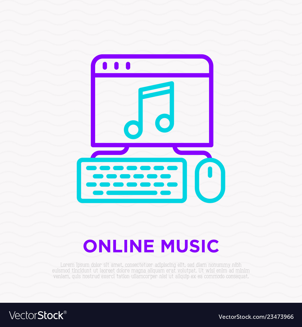 Online-Musik-Symbol geöffnet Website auf dem Computer