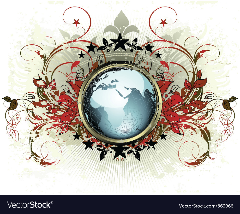 World with ornate frame Royalty Free Vector Image