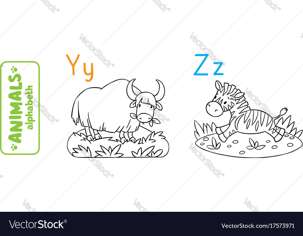 Animals alphabet or abc coloring book Royalty Free Vector Animals alphabet or abc coloring book Royalty Free Vector