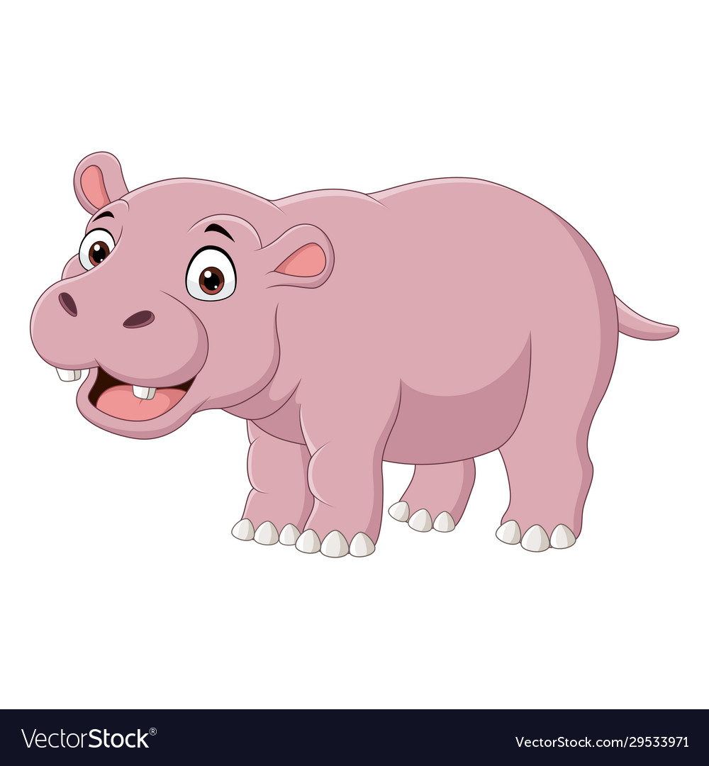 Cute smiling hippo on white background Royalty Free Vector