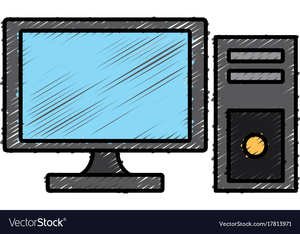 Desk computer technology Royalty Free Vector Image