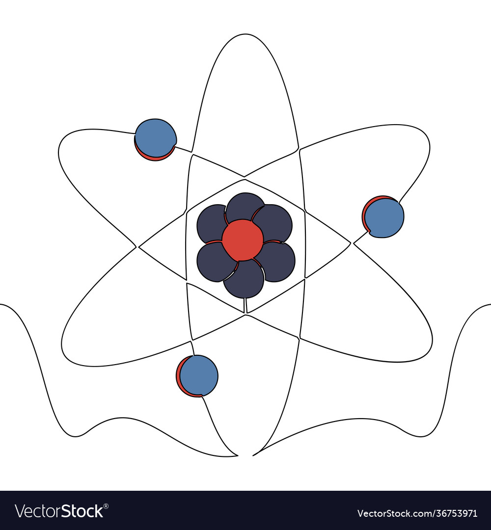Flat continuous line art molecule atomic energy Vector Image