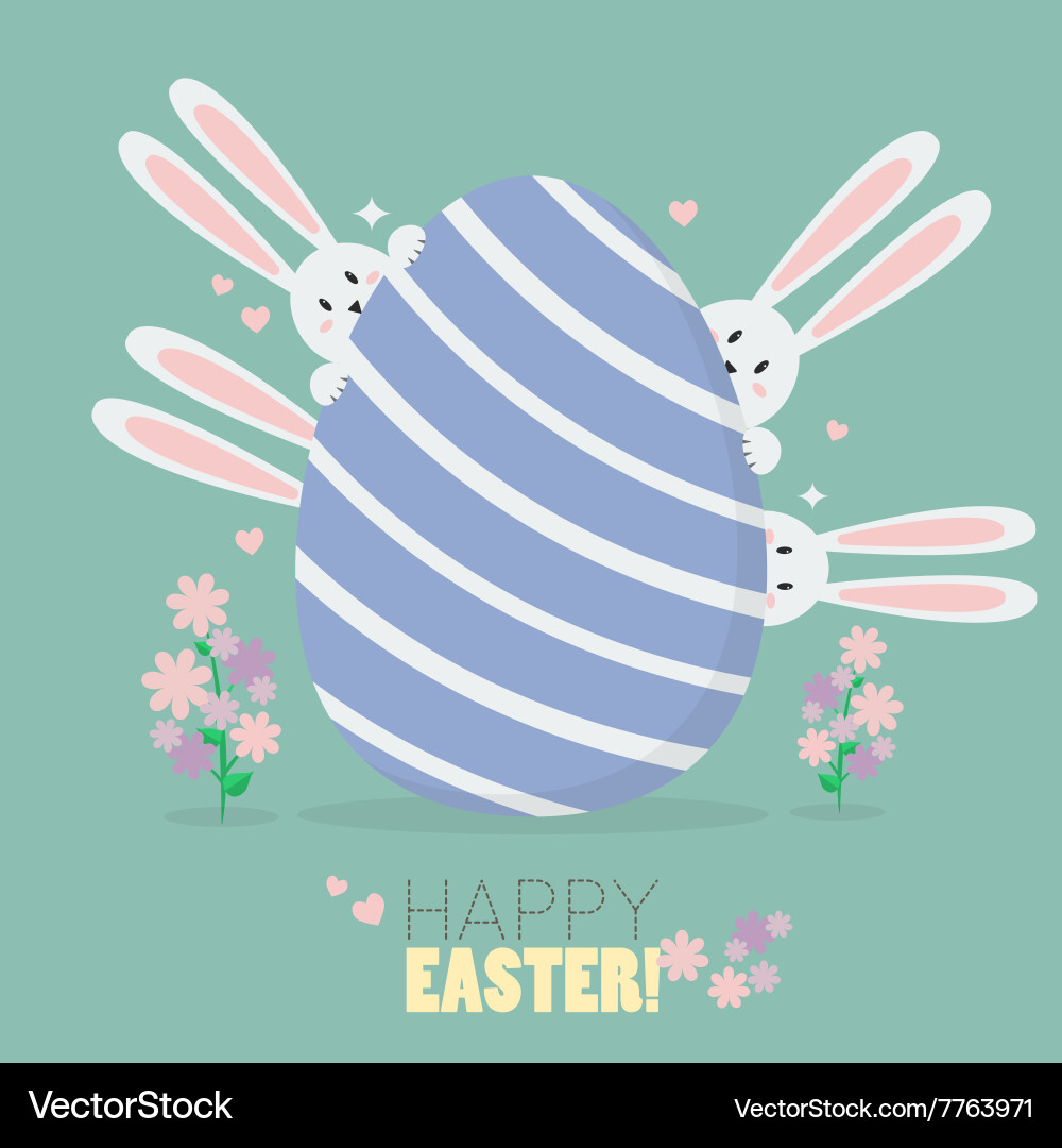 Happy easter with bunnies and egg Royalty Free Vector Image
