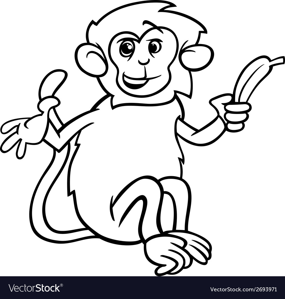 Monkey with Banana Coloring Pages - Get Coloring Pages