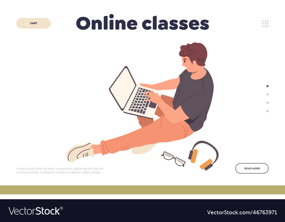 Online classes landing page design template Vector Image