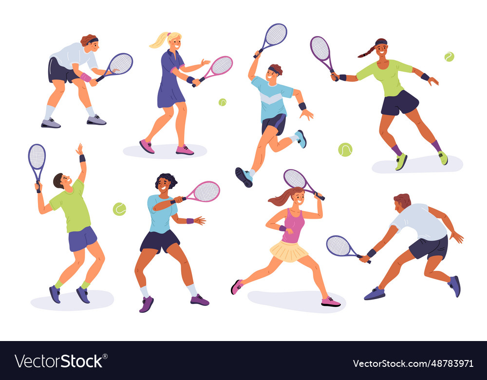 People play lawn tennis professional athletes Vector Image