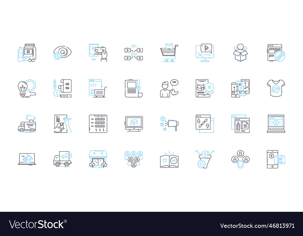 Promotional tactics linear icons set advertising Vector Image