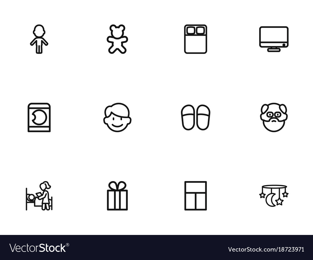 Set of 12 editable relatives outline icons