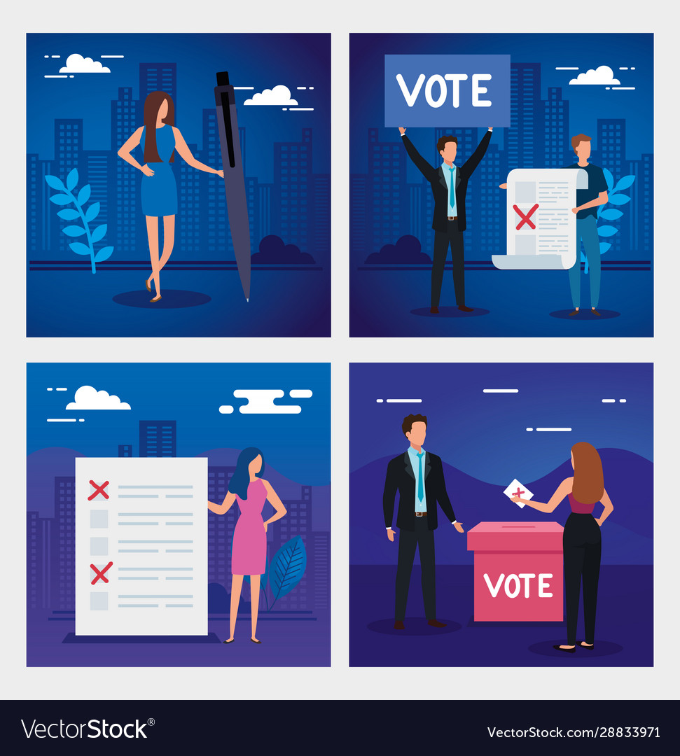 Set scenes business people for voting