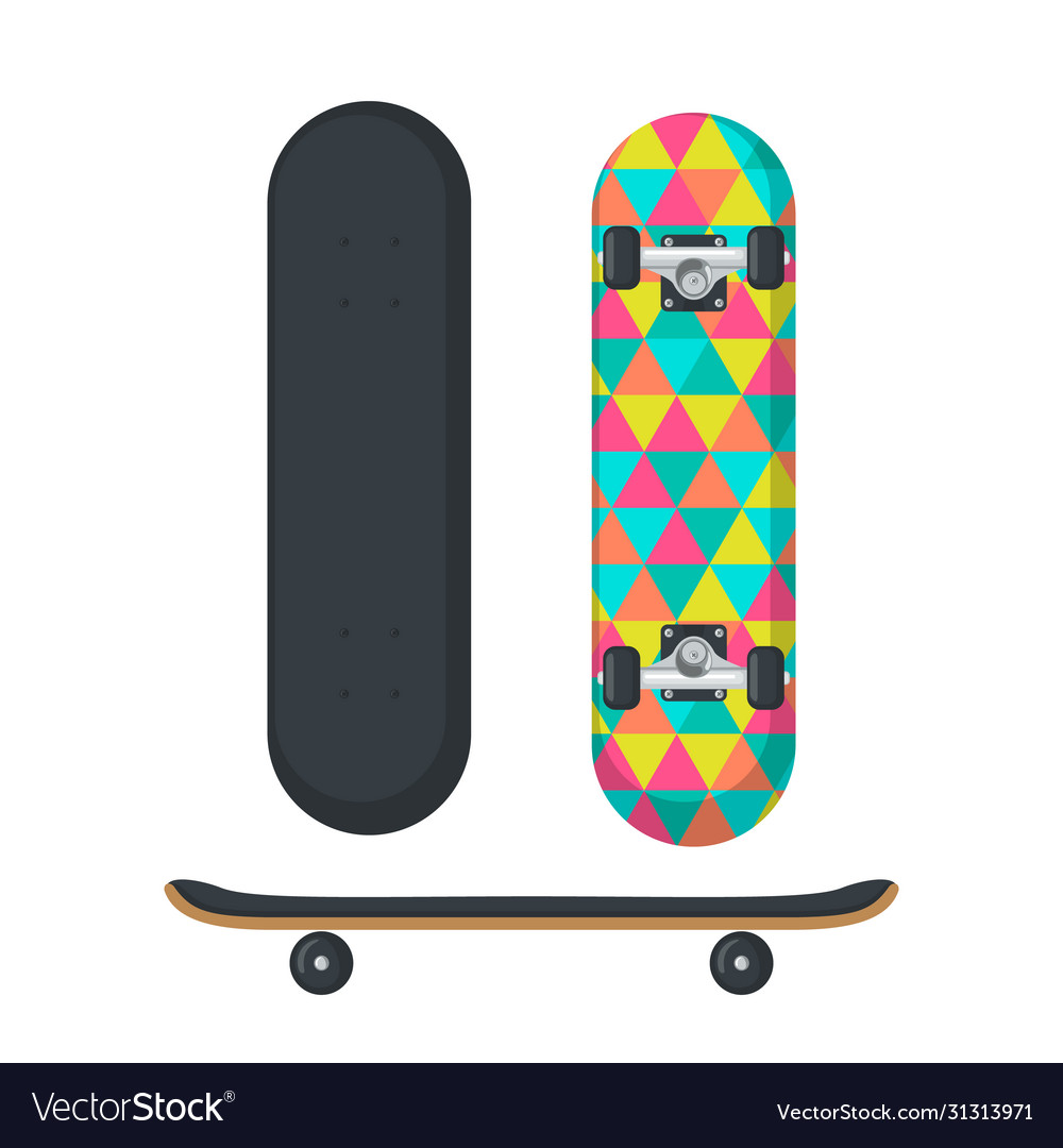 Skateboard icon in flat style isolated on white