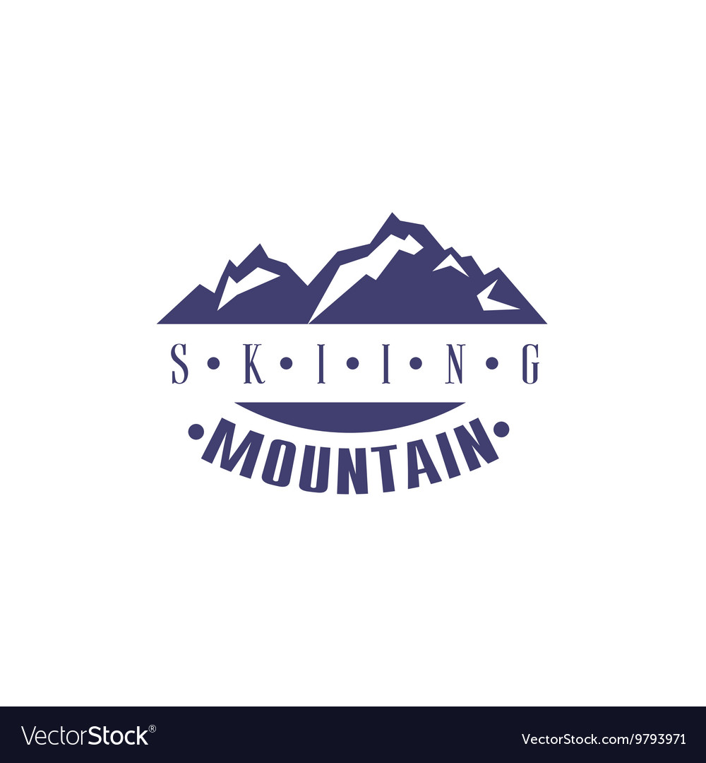 Skiing mountain emblem design Royalty Free Vector Image