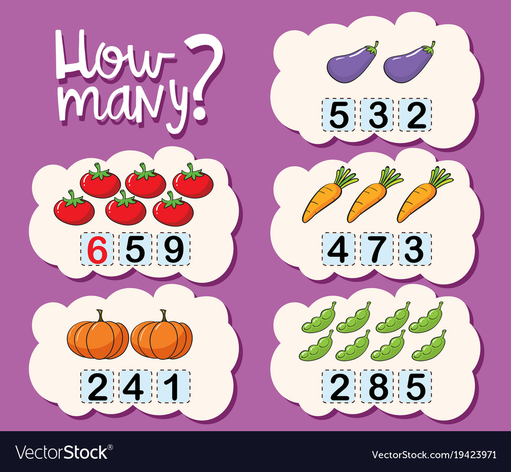 Worksheet template for counting how many Vector Image